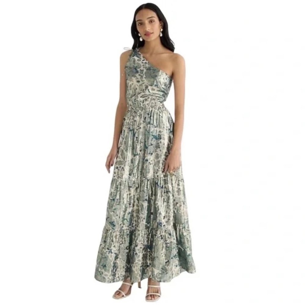 J. CREW Collection One Shoulder Cutout Dress in Floral Lurex® Chiffon NWT